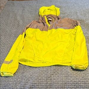 Nike Kids High-Visibility Hooded Rain Jacket - Neon Yellow & Gray
